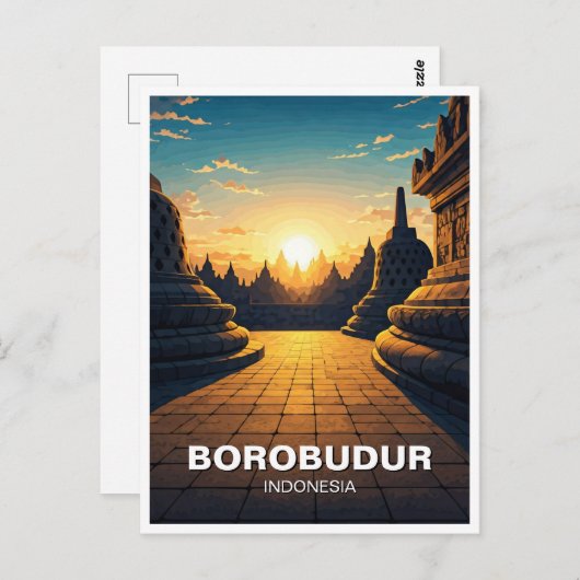 ボロブドゥールインドネシアユネスコ世界伝統旅行 ポストカード (正面/裏面)