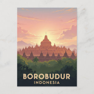 ボロブドゥールインドネシアユネスコ世界伝統旅行 ポストカード
