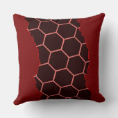 ボロボロのモダンな赤と黒のハニカム模様 クッション (裏面)