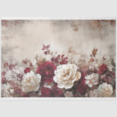 ボロボロの花柄 フランス風 ローズ＆芍薬 薄葉紙 (正面)