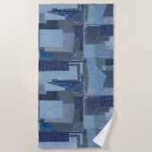 ボロボローブルージャンパッチワークデニムしぼり ビーチタオル (正面)