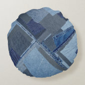 ボロボローブルージャンパッチワークデニムしぼり ラウンドクッション (裏面)
