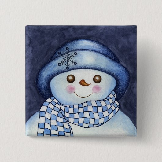 ボロボロ雪だるまボタン 缶バッジ (正面)