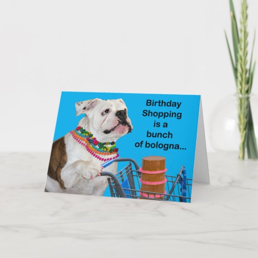 ボローおもしろいニャビーズ束付きブルドッグ誕生日 カード (正面)