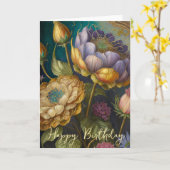 ボロークの花の誕生日 カード (黄色い花)