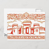 ボローニャイタリアアンティークヴィンテージアートウッドカービングシール ポストカード (正面/裏面)