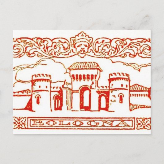 ボローニャイタリアアンティークヴィンテージアートウッドカービングシール ポストカード (正面)