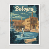 ボローニャイタリアアートヴィンテージトラベルイラストレーション ポストカード (正面)