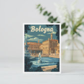 ボローニャイタリアアートヴィンテージトラベルイラストレーション ポストカード (スタンド正面)