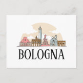 ボローニャイタリアシティシルエットヴィンテージトラベル ポストカード (正面)