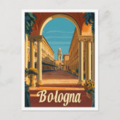 ボローニャイタリアヴィンテージトラベルイラストレーション ポストカード (正面)