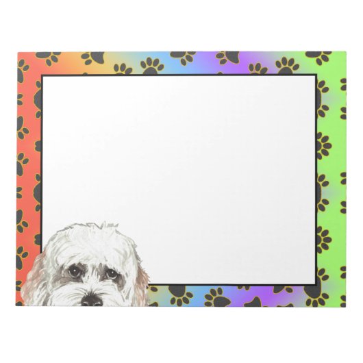 ボローニャカラフル犬のポーパターン ノートパッド (正面)