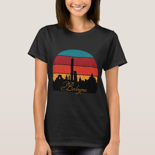 ボローニャタワーズレトロサンセット旅行 Tシャツ (正面)