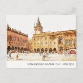 ボローニャ広場 イタリア 水彩画 イタリア旅行 ポストカード (正面)