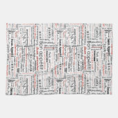 ボンは他の言語で表示タイポグラフィ赤 キッチンタオル (横)