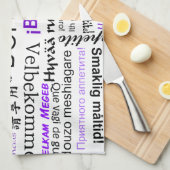 ボンは他の言語で表示 – 紫 キッチンタオル (四つ折り)