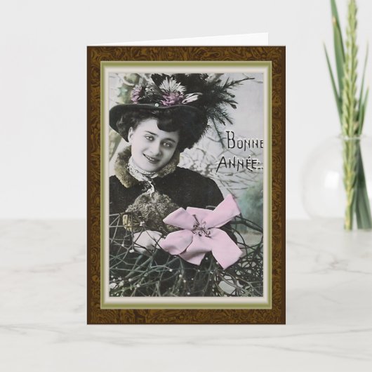 「ボンアニー」ヴィンテージフランスの年賀状 シーズンカード (正面)