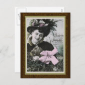 「ボンアニー」ヴィンテージフランスの年賀状 シーズンポストカード (正面/裏面)