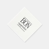 ボンアペティットブラックアンドホワイトタイポグラフィ スタンダードカクテルナプキン (角)