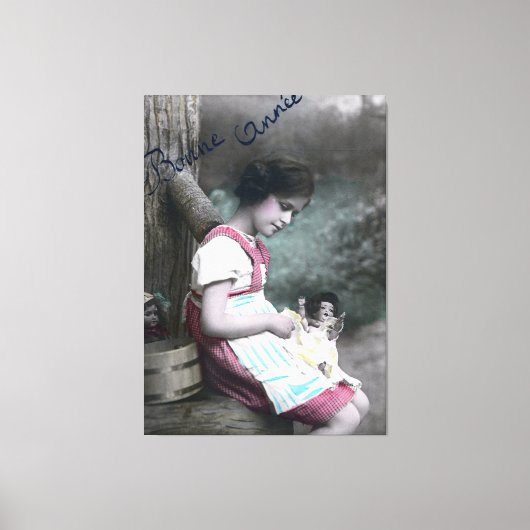 ボンアンネヴィンテージガールウィズドルル キャンバスプリント (正面)