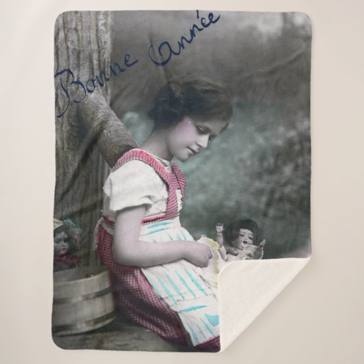 ボンアンネヴィンテージガールウィズドルル シェルパブランケット (正面)