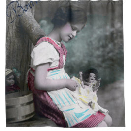 ボンアンネヴィンテージガールウィズドルル シャワーカーテン