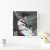 ボンアンネヴィンテージガールウィズドルル スクエア壁時計 (ホーム)