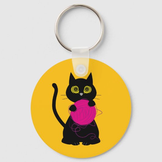 ボンカーズ!キーリング – 編み物+子猫🧶🐈⬛ キーホルダー (正面)