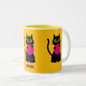 ボンカーズ!マグカップ – 編み物+子猫🧶🐈⬛同志 ツートーンマグカップ (正面右)