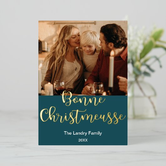 ボンクリスムース、ケージャンクリスマスエレガント、 箔シーズンカード (立ち正面)