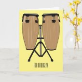 ボンゴドラムカートゥーンイラストレーション カード (黄色い花)