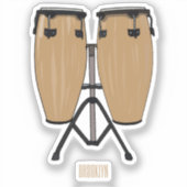 ボンゴドラムカートゥーンイラストレーション シール (正面)