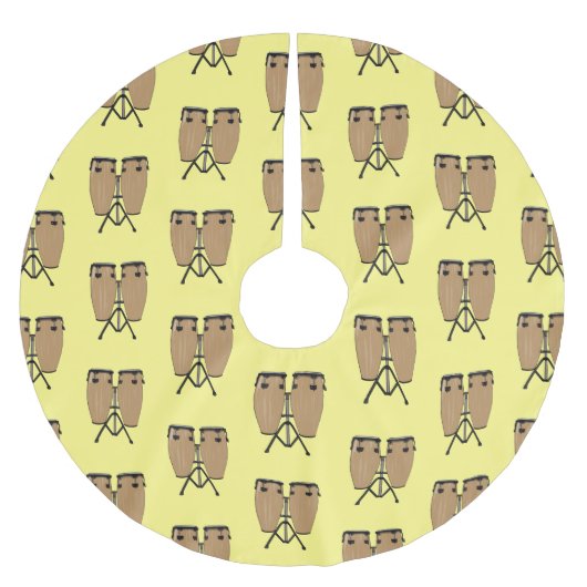 ボンゴドラムカートゥーンイラストレーション ブラッシュドポリエステルツリースカート (正面)