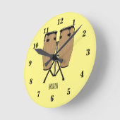 ボンゴドラムカートゥーンイラストレーション ラウンド壁時計 (傾斜)