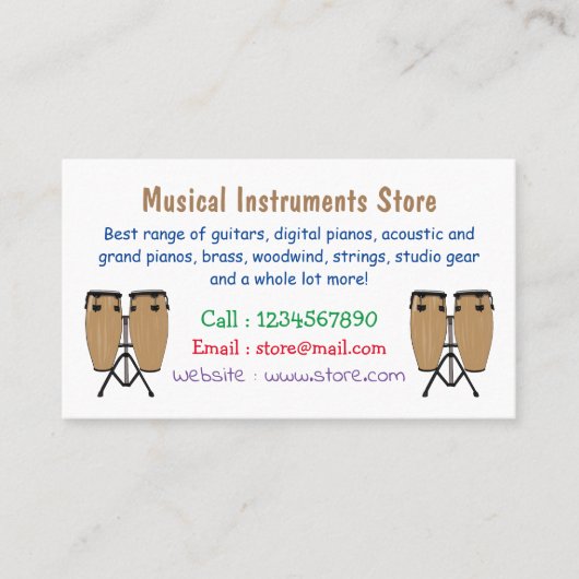 ボンゴドラムカートゥーンイラストレーション 名刺 (正面)