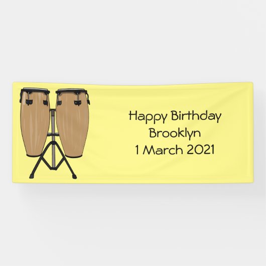 ボンゴドラムカートゥーンイラストレーション 横断幕 (横)