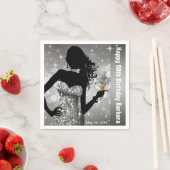 ボンシェルきらきら光るスパークル誕生日パーティー | シルバー スタンダードカクテルナプキン (インサイチュ)