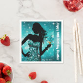 ボンシェルきらきら光るスパークル誕生日パーティー | ティール スタンダードカクテルナプキン (インサイチュ)