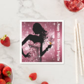 ボンシェルきらきら光るスパークル誕生日パーティー | モーブ スタンダードカクテルナプキン (インサイチュ)