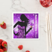 ボンシェルきらきら光るスパークル誕生日パーティー |紫 スタンダードカクテルナプキン (インサイチュ)