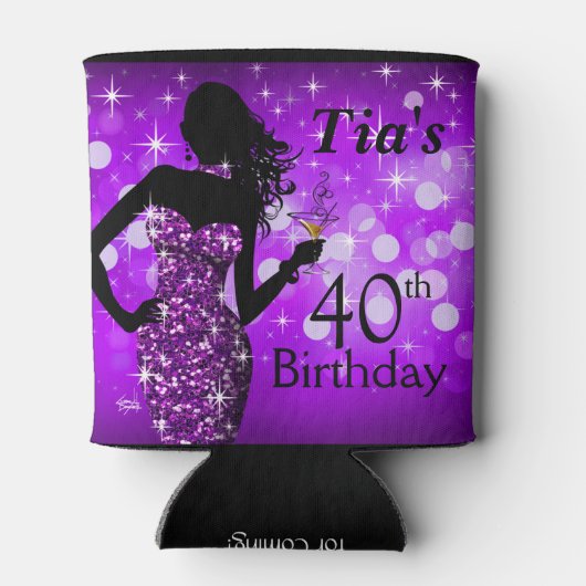 ボンシェルグリッターきらきら光るスパークル誕生日 |紫 缶クーラー (裏面)