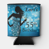 ボンシェルグリッターきらきら光るスパークル誕生日 |青 缶クーラー (正面)