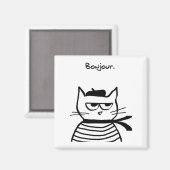 ボンジュフランスのールおもしろい猫 マグネット (正面/裏面)