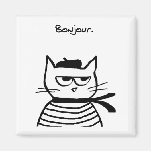 ボンジュフランスのールおもしろい猫 マグネット (正面)