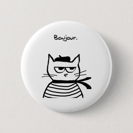 ボンジュフランスのールおもしろい猫 缶バッジ (正面)