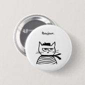 ボンジュフランスのールおもしろい猫 缶バッジ (正面&裏面)