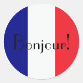ボンジュフランスのール国旗の青い白い赤 ラウンドシール (正面)