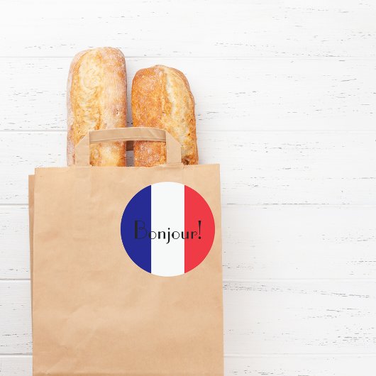 ボンジュフランスのール国旗の青い白い赤 ラウンドシール