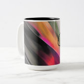 ボンジュールのマチェリー。抽象芸術絵画の ツートーンマグカップ (正面左)