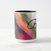 ボンジュールのマチェリー。抽象芸術絵画の ツートーンマグカップ (中央)